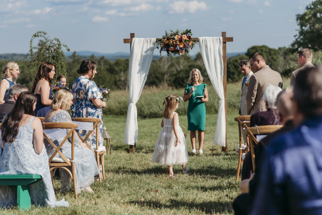 The wedding ceremony of Casey and Paul Bukowski, on the Village grounds.