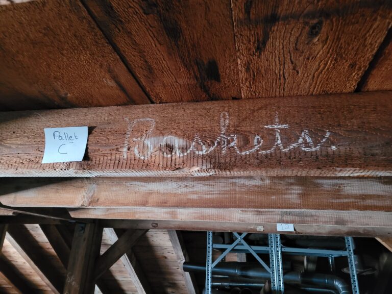 These handwritten words on the Laundry’s attic walls follow the Palmer method of penmanship.